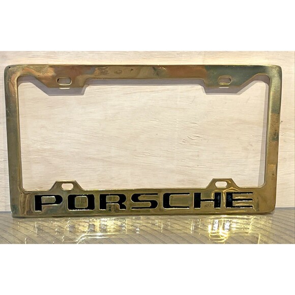 Porsche License Plate Frame Solid Brass Vintage 1970s/80s Taiwan Rare HTF - Picture 1 of 10